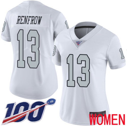 Oakland Raiders Limited White Women Hunter Renfrow Jersey NFL Football #13 100th Season Rush Jersey